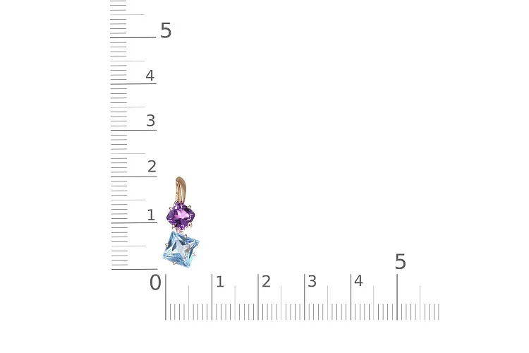 Подвеска из красного золота с топазом sky и аметистом