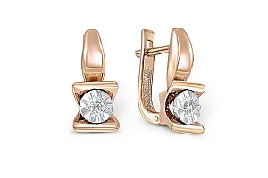 Серьги из красного золота с 2 бриллиантами