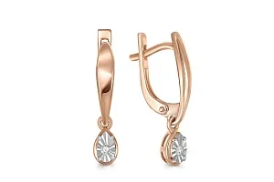 Серьги из красного золота с 2 бриллиантами