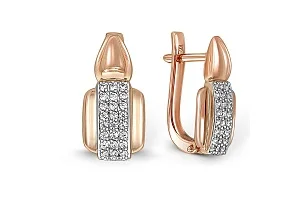 Серьги из красного золота с 48 фианитами