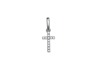 Подвеска Крест из белого золота с 12 фианитами