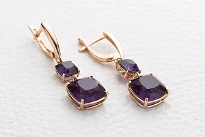 Серьги из красного золота с 4 александритами