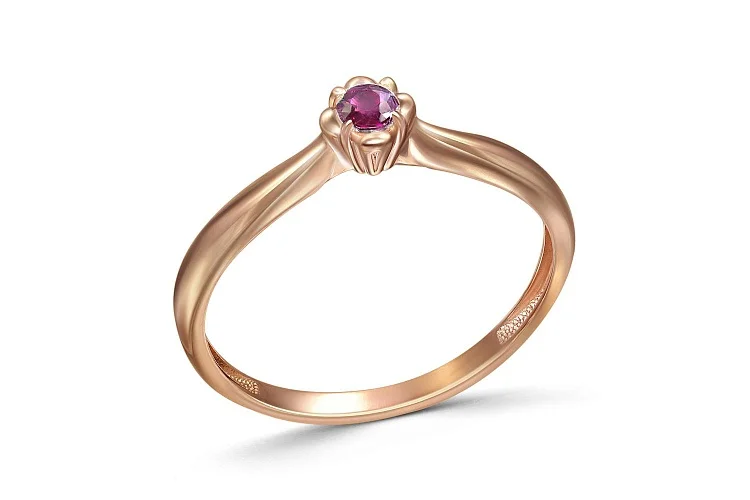 Кольцо из красного золота с рубином