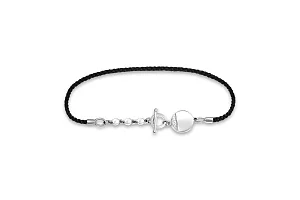 Браслет на шнурке с кругом из белого золота с 3 фианитами