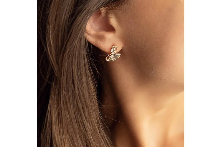 Серьги из красного золота с 4 празиолитами