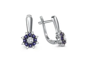 Серьги из белого золота с 16 сапфирами и 18 бриллиантами