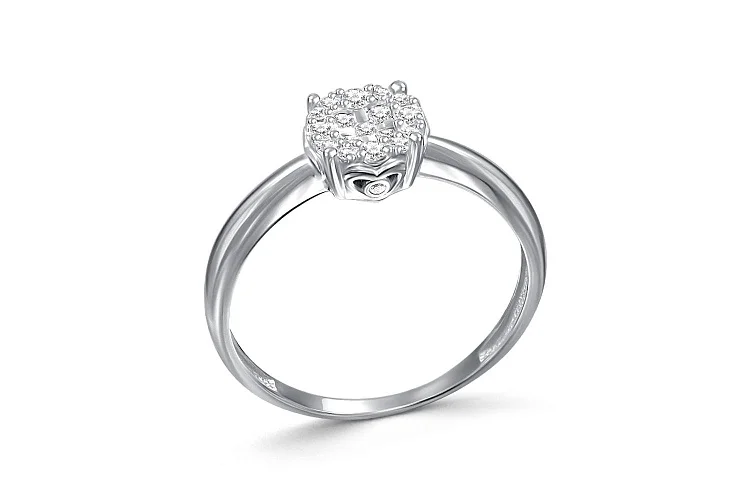 Кольцо из белого золота с 19 бриллиантами