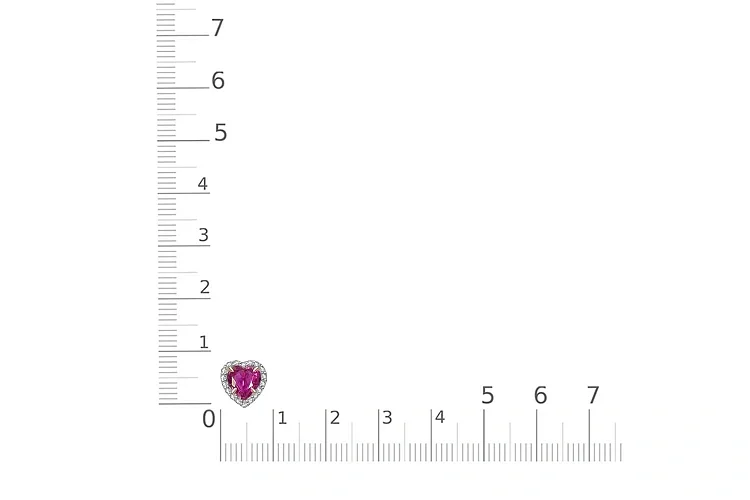 Подвеска Сердце из красного золота с корундом и 18 фианитами