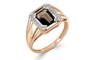 Кольцо из красного золота с раухтопазом и 20 фианитами