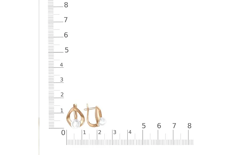 Серьги из красного золота с 2 жемчужинами