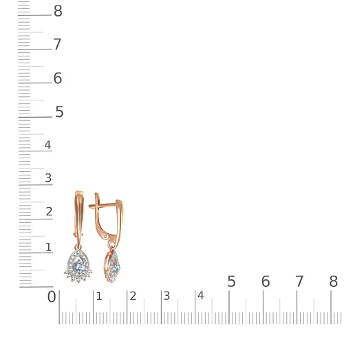 Серьги из красного золота с 46 фианитами