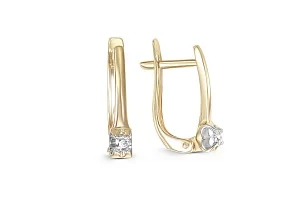 Серьги из жёлтого золота с 2 фианитами