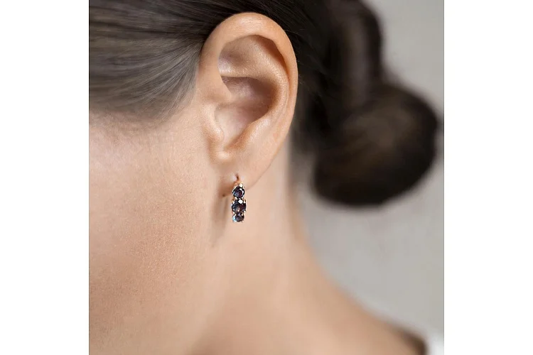 Серьги из красного золота с 6 александритами