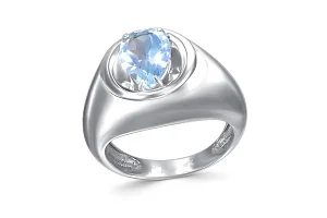 Кольцо из белого золота с топазом sky