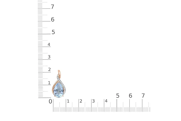 Подвеска из красного золота с топазом sky и 11 фианитами