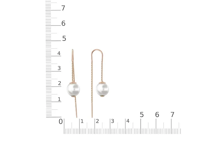 Серьги-продёвки из красного золота с 2 жемчужинами