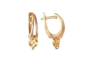 Серьги из красного золота с 2 цитринами