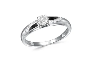 Кольцо Малинка из белого золота с 17 бриллиантами