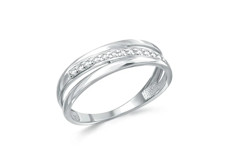 Кольцо Дорожка из белого золота с 12 фианитами