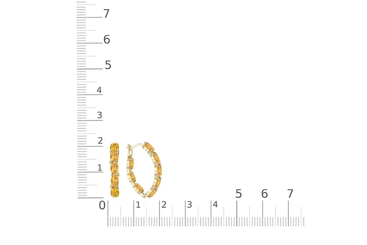 Серьги из жёлтого золота с 16 цитринами и 8 хризолитами