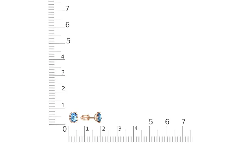 Серьги-пусеты из красного золота с 2 топазами swiss
