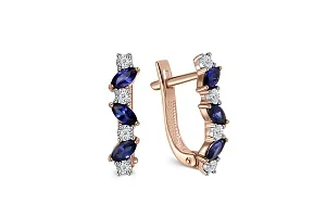 Серьги из красного золота с 6 корундами и 8 бриллиантами