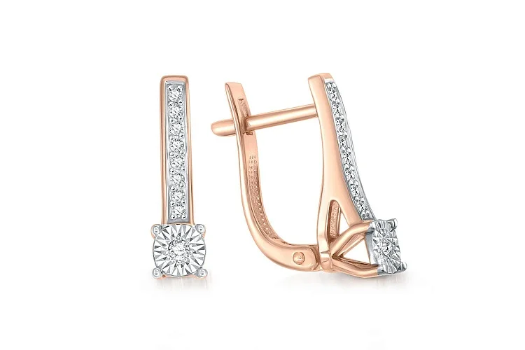 Серьги из красного золота с 18 бриллиантами