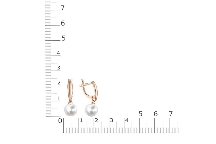 Серьги из красного золота с 2 жемчужинами