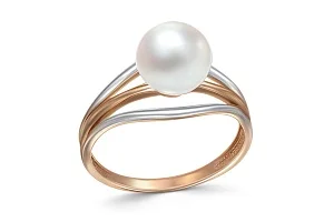 Кольцо из красного золота с жемчугом