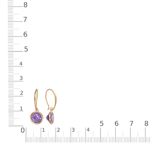 Серьги из красного золота с 2 аметистами