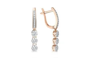 Серьги из красного золота с 60 фианитами