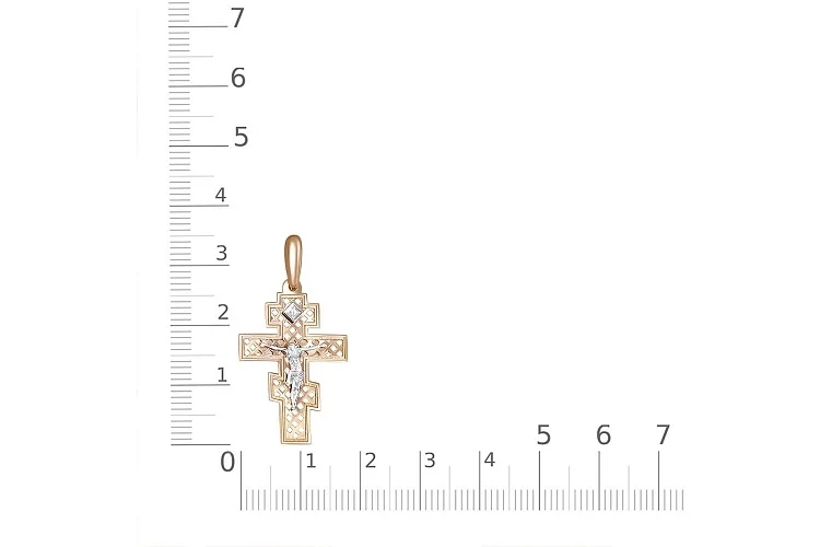 Крест из красного золота с фианитом