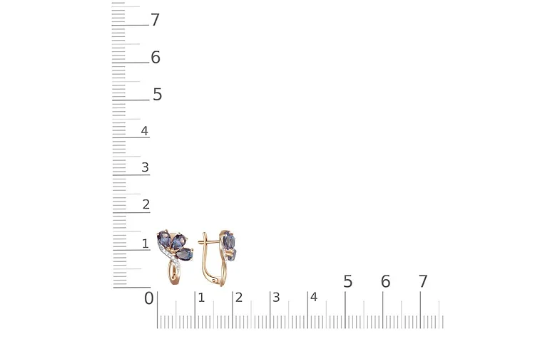 Серьги Цветы из красного золота с 6 александритами и 12 фианитами