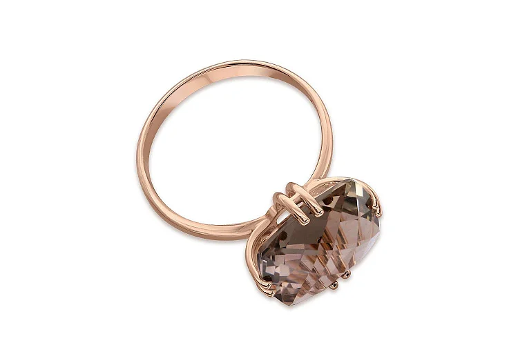 Кольцо из красного золота с раухтопазом