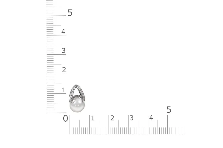 Подвеска из белого золота с жемчугом и 32 фианитами