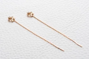 Серьги-продёвки Бантики из красного золота с 2 фианитами