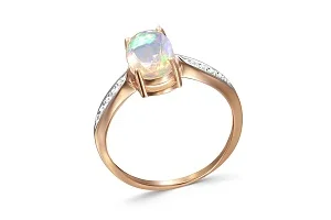 Кольцо из красного золота с опалом и 10 фианитами