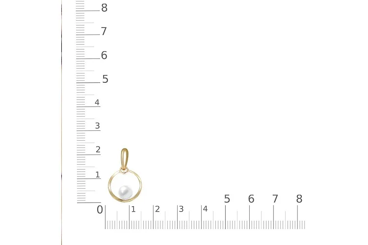 Подвеска Круг из жёлтого золота с жемчугом
