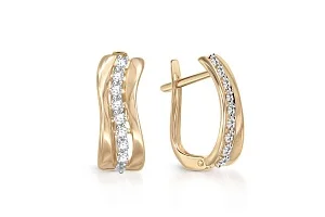 Серьги из жёлтого золота с 18 фианитами