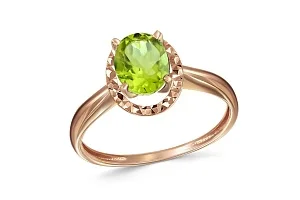 Кольцо из красного золота с хризолитом