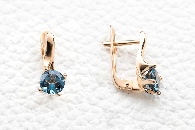 Серьги из красного золота с 2 топазами лондон