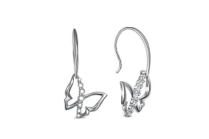 Серьги Бабочки из белого золота с 14 фианитами