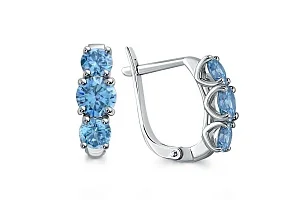 Серьги из белого золота с 6 циркониями