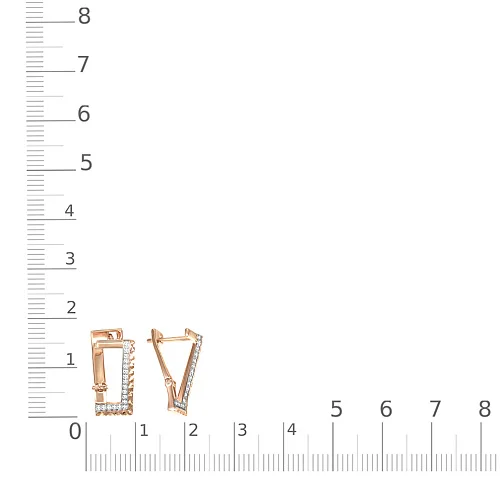 Серьги из красного золота с 36 фианитами