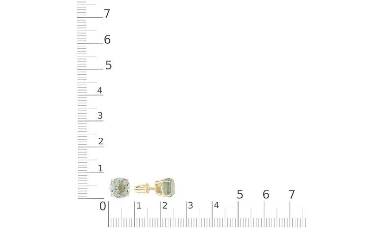 Серьги-пусеты из жёлтого золота с 2 празиолитами