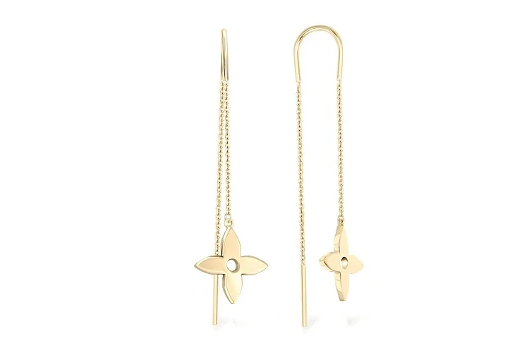 Серьги-продёвки Цветы из жёлтого золота без вставок