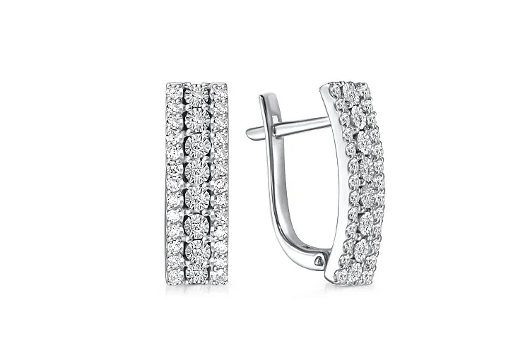 Серьги Дорожки из белого золота с 68 бриллиантами