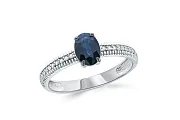 Кольцо из белого золота с сапфиром и 22 бриллиантами