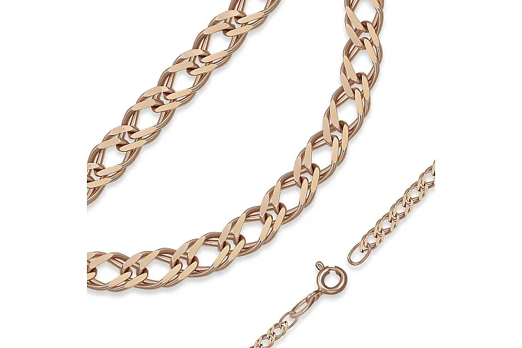 Цепь плетение двойной ромб ⌀ нити 0,35 мм  из красного золота