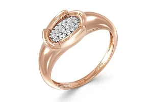 Кольцо из красного золота с 22 бриллиантами